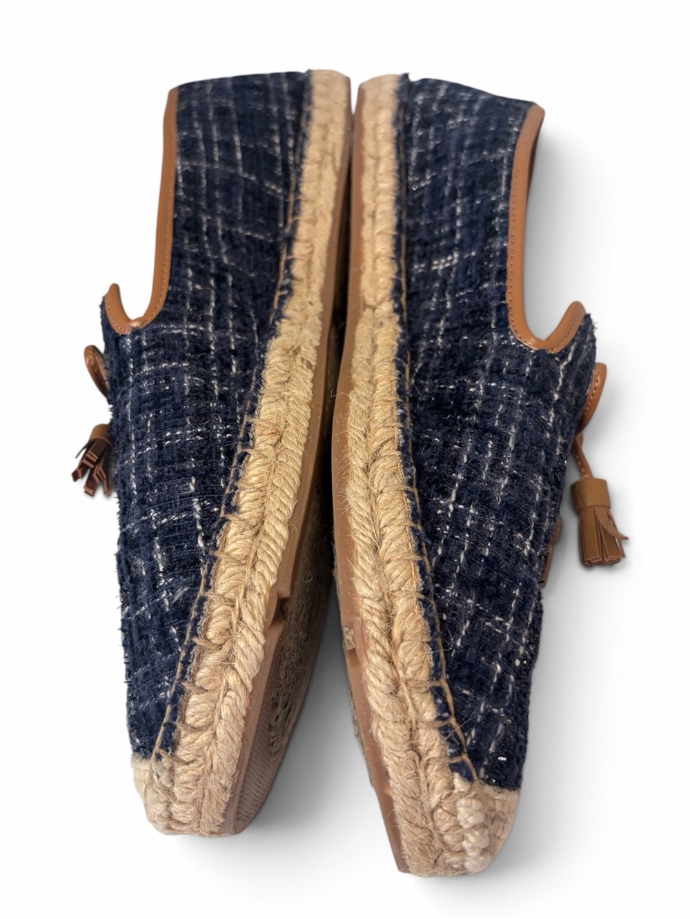 Talbots Izzy Tassel Espadrilles Navy Bouclé Tweed Loafers 10M - Picture 6 of 10